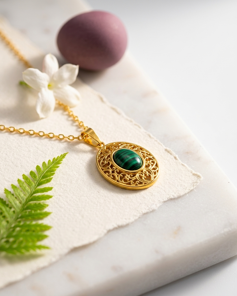 Vintage Malachite Oval